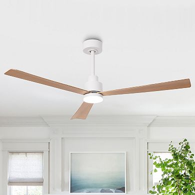 52" Modern 3 CCT Integrated LED Dimmable Ceiling Fan with Light and Remote