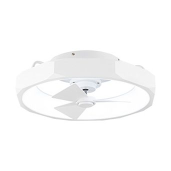 19" Modern Ultra Low Profile Ceiling Fan Fandelier with Light and Remote