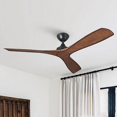 52" Modern Indoor Outdoor Propeller Ceiling Fan with Remote, No Light