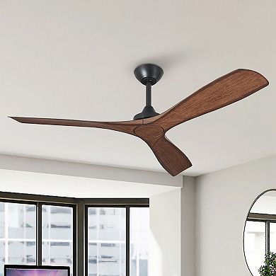 52" Modern Indoor Outdoor Propeller Ceiling Fan with Remote, No Light