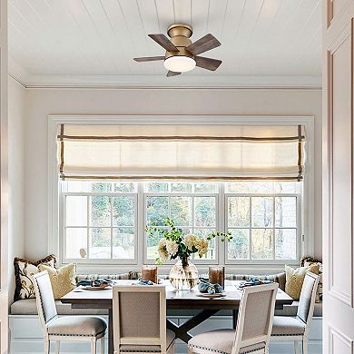 24" Modern Wood 3-Blade Dimmable Flush Low Profile Ceiling Fan Light with Remote