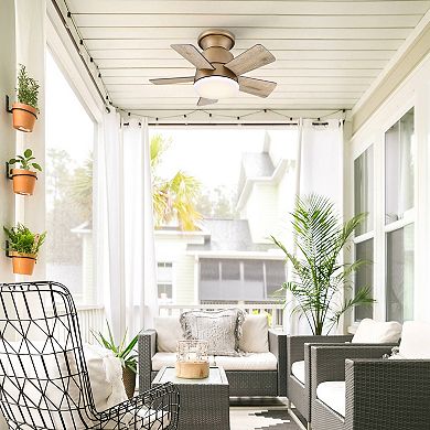 24" Modern Wood 3-Blade Dimmable Flush Low Profile Ceiling Fan Light with Remote