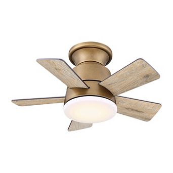 24" Modern Wood 3-Blade Dimmable Flush Low Profile Ceiling Fan Light with Remote