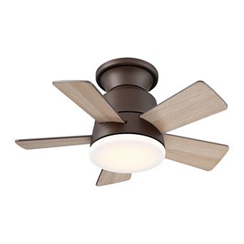 24" Modern Wood 3-Blade Dimmable Flush Low Profile Ceiling Fan Light with Remote