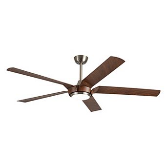 65" Brushed Nickel Modern 5-Blade LED Ceiling Fan with Light and Remote