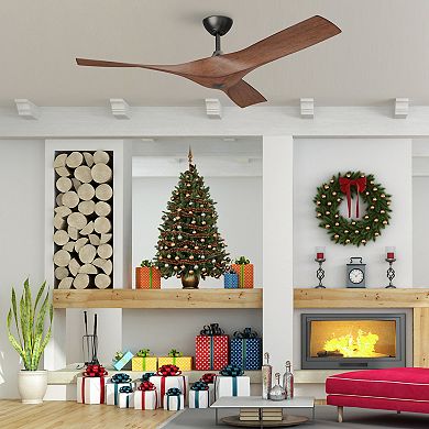 52-inch Nautical Walnut 3-Blade Propeller Ceiling Fan with Remote for Patio