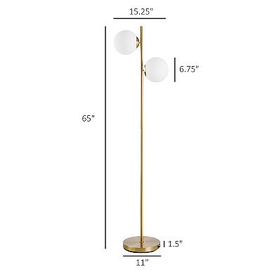 HOMCOM Modern Floor Lamp with 2 Globe Lamp Shade Reading Standing Light