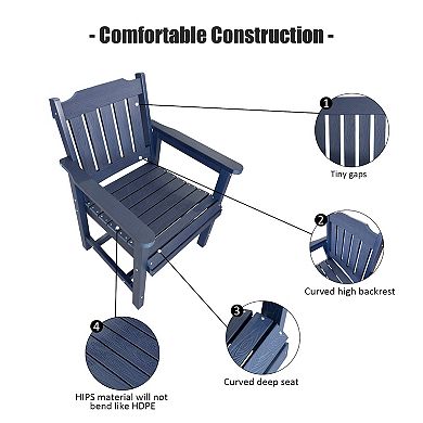 Patio Dining Set, HIPS Outdoor Dining Table and Chairs, with Umbrella Hole, Weather Resistant