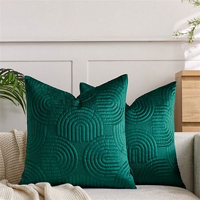 AAW Soft Velvet Arc Quilting Throw Pillow Covers Set of 2