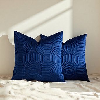 AAW Soft Velvet Arc Quilting Throw Pillow Covers Set of 2