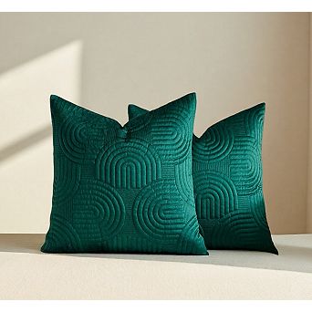 AAW Soft Velvet Arc Quilting Throw Pillow Covers Set of 2