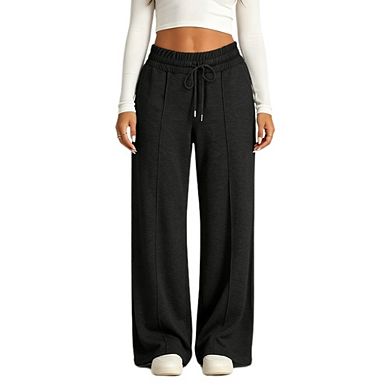 Oversized Wide Leg Sweatpants Drawstring Baggy Straight Leg Track Pants Casual Plain Pockets