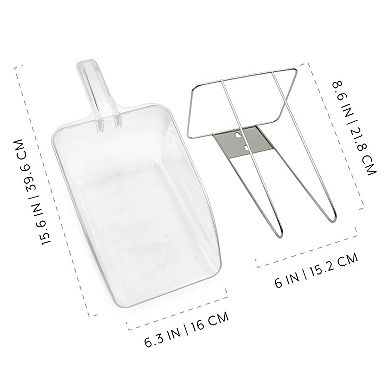 Commercial Ice Scoop with Metal Holder; 58oz Capacity for Ice or Ingredients