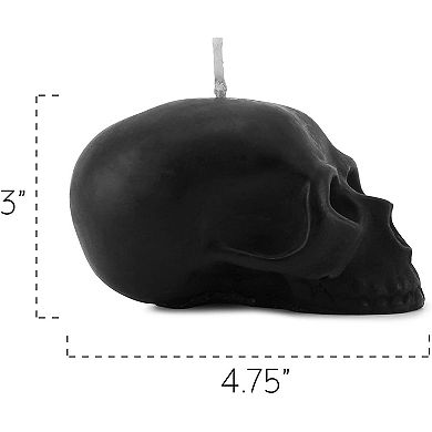 Skull Shaped Black Candles, 2-Pack; Large Decorative Wax Candles for Halloween and Horror Decor