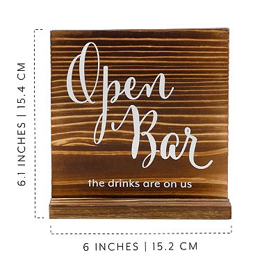 Reversible Bar Sign; Open Bar / Cash Bar Decor for Weddings & Events