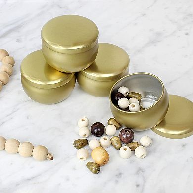Metallic Gold Candle Tins, 12Pack; Round Storage Containers for Gifts & DIY