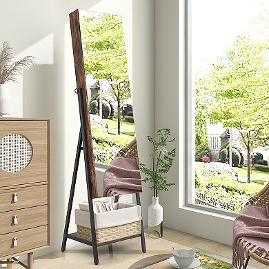 Costway Jewelry Cabinet Armoire 3 Color LED Modes Full-Length Frameless Mirror Lockable