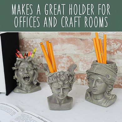 Mini Resin Greek Planters, 3Pack; Medusa, Athena, and Perseus Head Pots