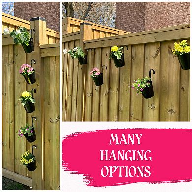 6" Black Hanging Flower Pots, 5Pack; Metal Planters with Detachable Hooks