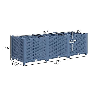 Outsunny Plastic Garden Box w/Drainage Holes