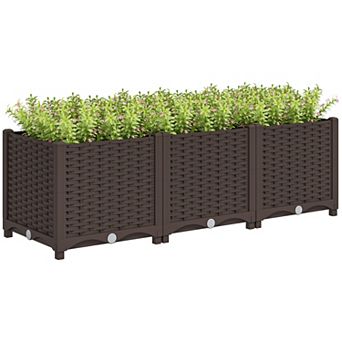 Outsunny Plastic Garden Box w/Drainage Holes