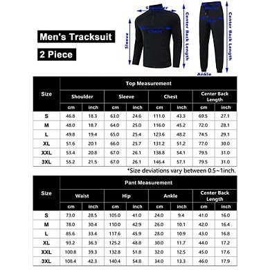 Men's 2 Piece Tracksuit Long Sleeve Zip Polo Shirts Set Jogging Casual Sweatsuit