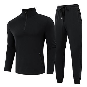 Men's 2 pc Tracksuit Long Sleeve Zip Polo Shirts Set Jogging Casual Sweatsuit