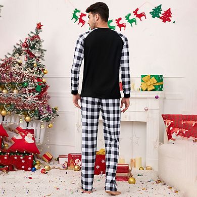 Pajamas Set for Men's 2 Piece Plaid Pjs Long Sleeve Sleepwear