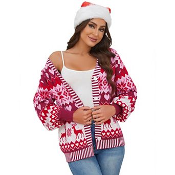 Christmas Sweaters for Women Cute Cardigan Open Front Knit Outerwear