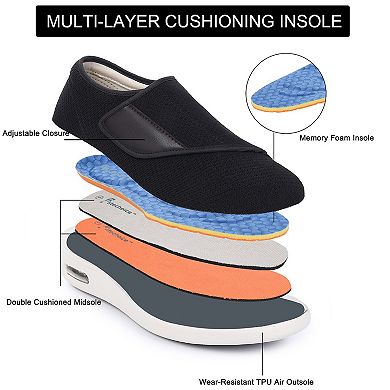 Elderly Men's Shoes Adjustable Closure Lightweight Walking Sneakers