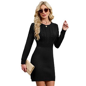 Women Casual A Line Midi Sweater Dress