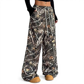 Women Wide Leg Drawstring Cargo Pants