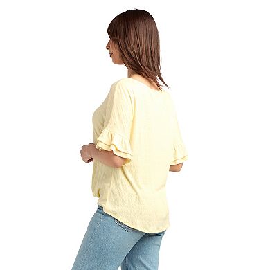 Women's AB Studio Dolman Flounce Sleeve Top with Necklace