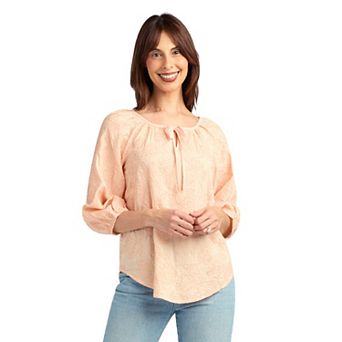 Women’s AB Studio Three-Quarter Sleeve Blouson Peasant Top