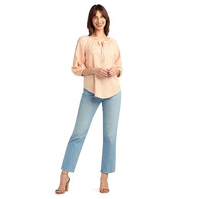 Women’s AB Studio Three-Quarter Sleeve Blouson Peasant Top