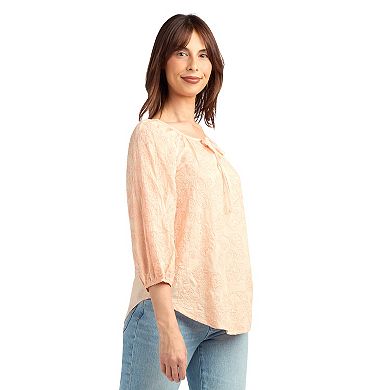 Women’s AB Studio Three-Quarter Sleeve Blouson Peasant Top