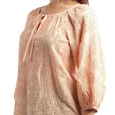 Women’s AB Studio Three-Quarter Sleeve Blouson Peasant Top