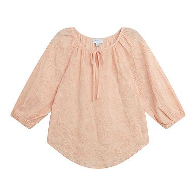 Women’s AB Studio Three-Quarter Sleeve Blouson Peasant Top