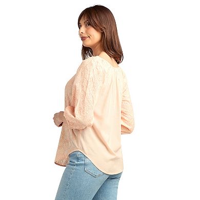 Women’s AB Studio Three-Quarter Sleeve Blouson Peasant Top