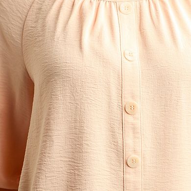 Women's AB Studio Inset Sleeves Button Front Top