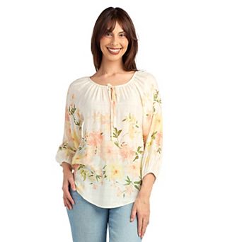 Women's AB Studio Three-Quarter Sleeve Blouson Top