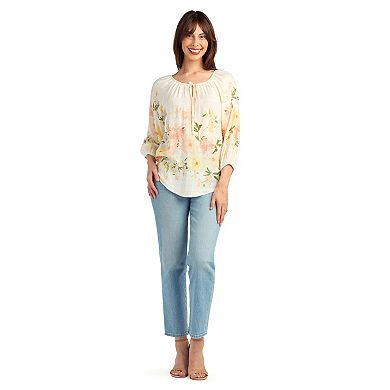 Women's AB Studio Three-Quarter Sleeve Blouson Top