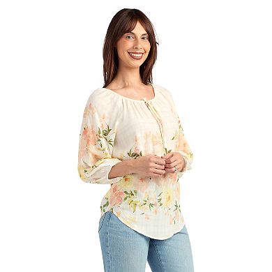 Women's AB Studio Three-Quarter Sleeve Blouson Top