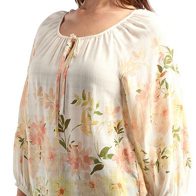 Women's AB Studio Three-Quarter Sleeve Blouson Top