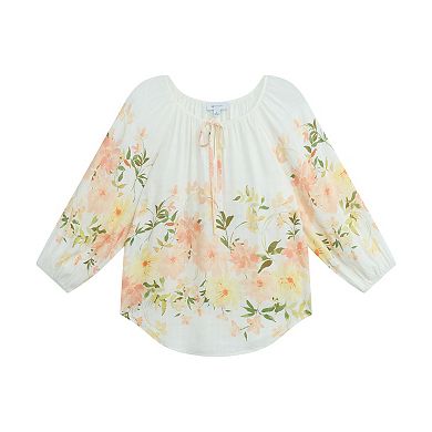 Women's AB Studio Three-Quarter Sleeve Blouson Top