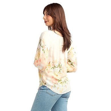Women's AB Studio Three-Quarter Sleeve Blouson Top