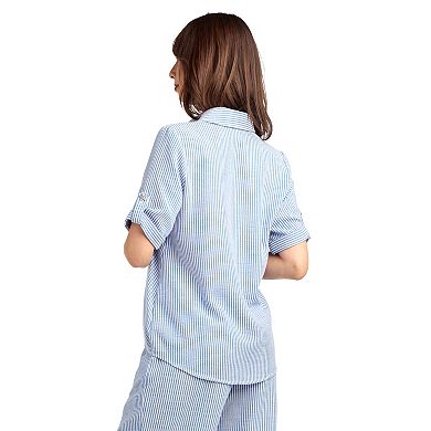 Women's AB Studio Armhole Collared Front Tie Hem Shirt