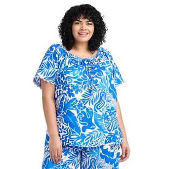 Plus Size AB Studio Bubble Elastic Hem Top
