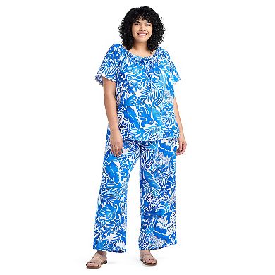 Plus Size AB Studio Bubble Elastic Hem Top