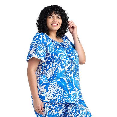 Plus Size AB Studio Bubble Elastic Hem Top
